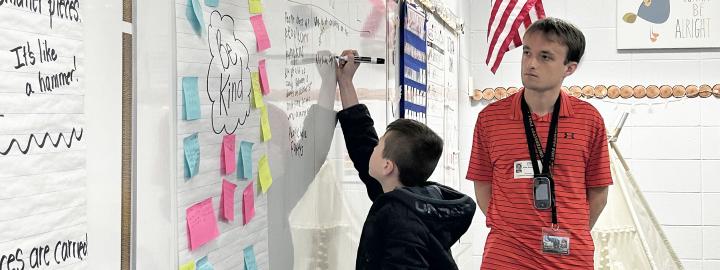 Alex Battershell is teaching in a fourth-grade classroom