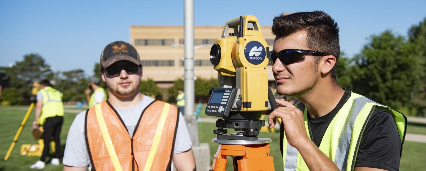 ETCS students surveying in the science mall